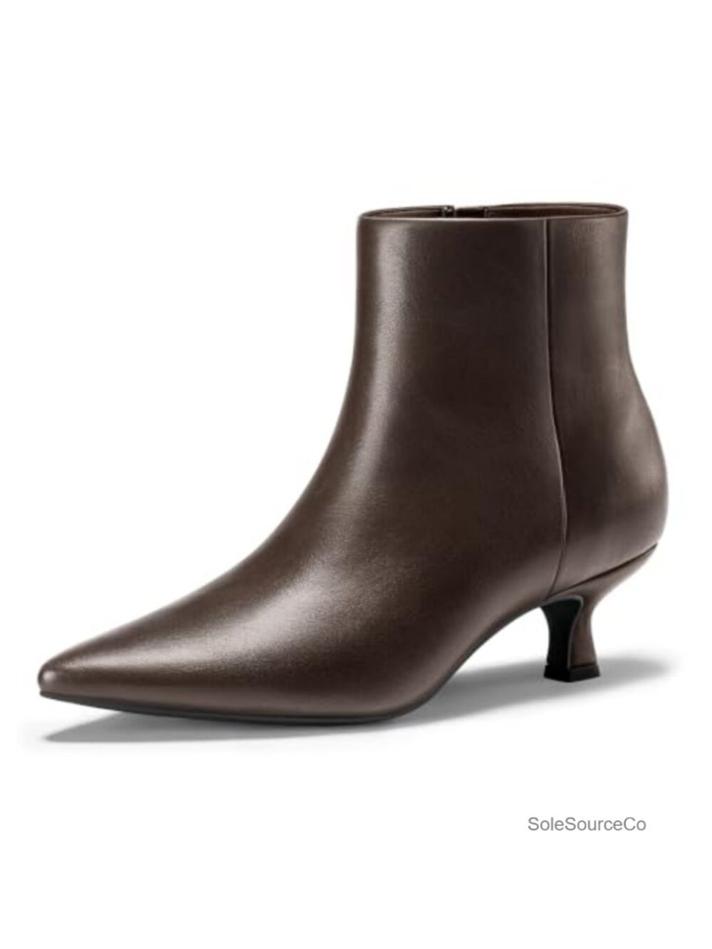 Kitten Heel Ankle Boots Pointed Toe Side Zipper 2 Inch Heel
